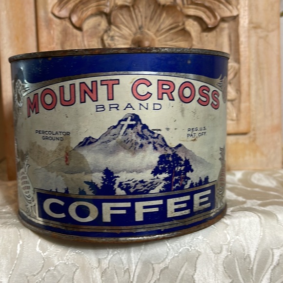 Rare Mount Cross 1 LB. Coffee Tin Red, Silver & Blue 3.5x5” Denver, CO - Picture 3 of 6